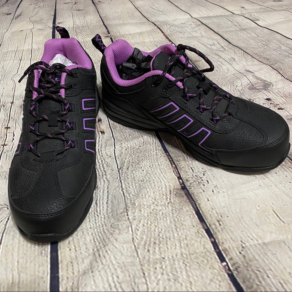 Hytest Myra Comp Toe Work Shoes Black & Purple 8.5
